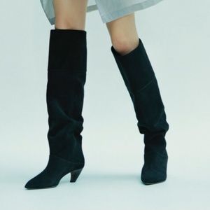 LABUCQ “Babs” black suede over the knee boot 36